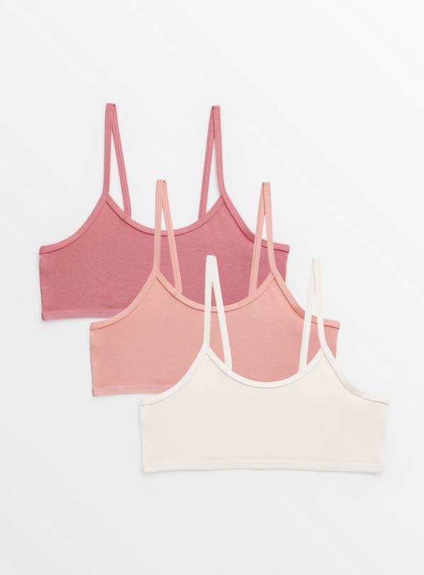 Plain Pink Strappy Crop Tops 3 Pack 7-8 years